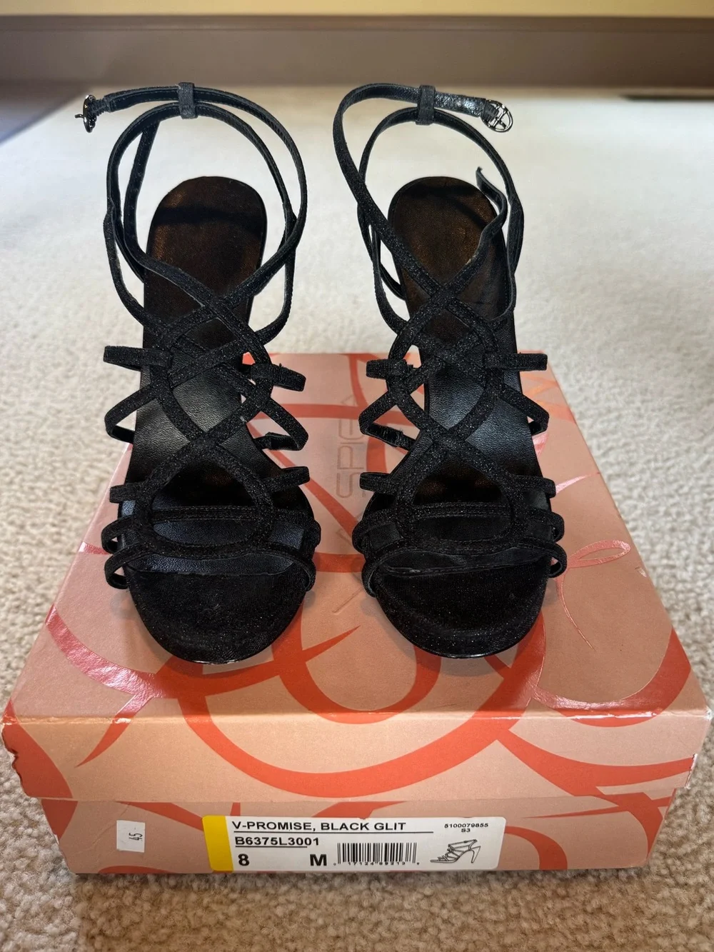 Via Spiga Black Glitter Heels